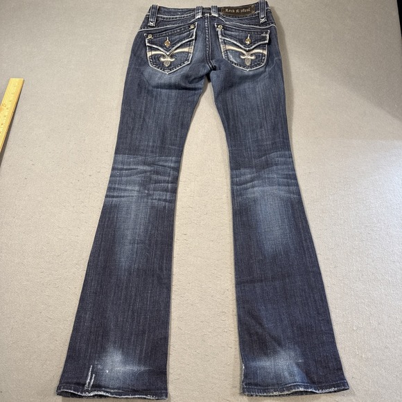 Rock Revival Stephanie Boot Cut jeans womens 26 flap pocket distress - Picture 2 of 13